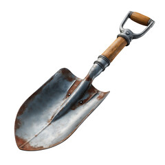 Rusted Garden Shovel Tool isolated on a transparent background