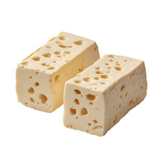Two blocks of Swiss cheese isolated on a transparent background