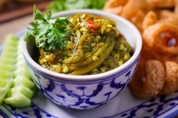 Northern thai green chilli dip , Nam prik num 