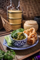 Northern thai green chilli dip , Nam prik num 