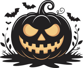 Spooky Jack-o'-Lantern Halloween Vector Illustration