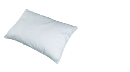 Soft white bed pillow filled with comfortable material for sleeping or resting, isolated on transparent background, PNG, bedroom home decor.