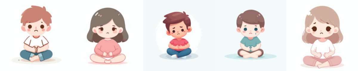 vector of a children experiencing digestive problems