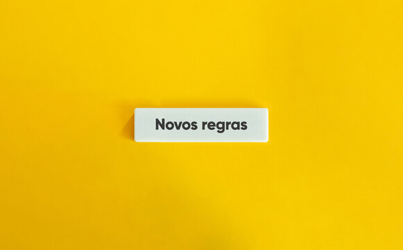 Novas regras em banner minimalista sobre fundo amarelo