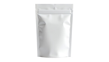 White Stand Up Pouch With Zipper isolated on a transparent background blank