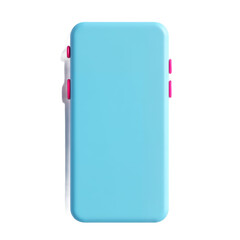 Blue mobile device with pink accents isolated on a transparent background technology