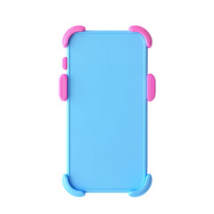 Blue phone case with pink accents isolated on a transparent background accessory protective