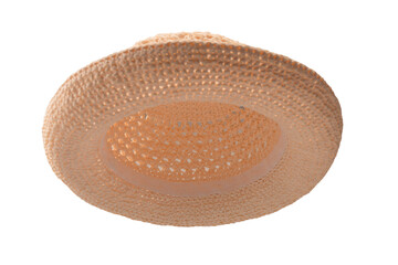 Straw summer hat with isolated on white background.