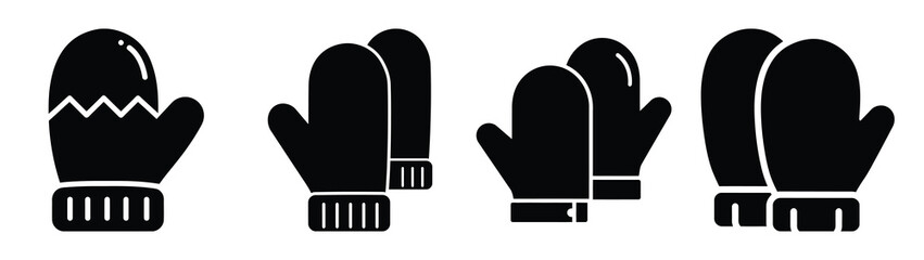 winter glove silhouette vector icons collection isolated on white background.Christmas Vector Icon Set.