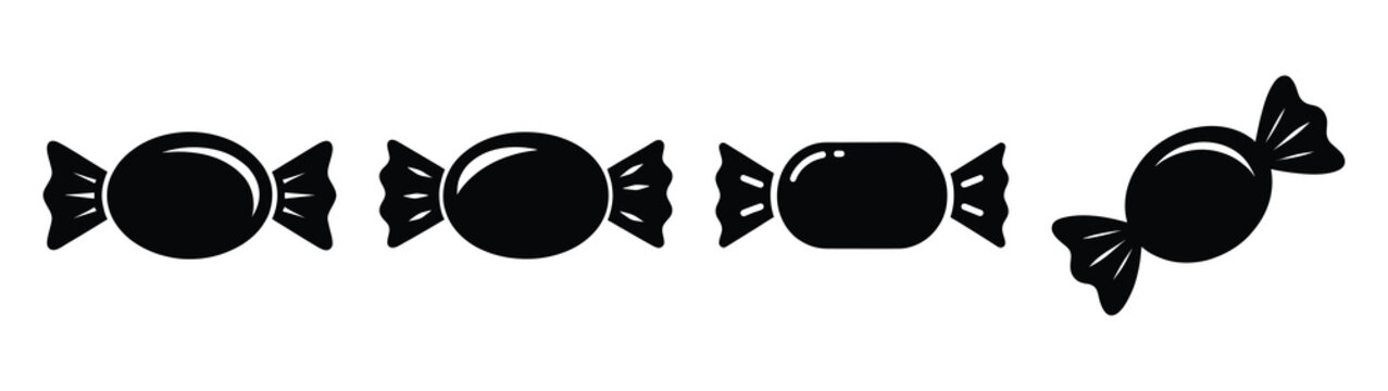 wrapped candy silhouette vector icons collection isolated on white background.Christmas Vector Icon Set.