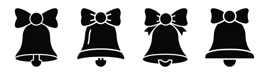 christmas bell silhouette vector icons collection isolated on white background.Christmas Vector Icon Set.