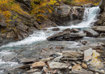 Rapids in the Abiskojokk river in Abisko national park in north of Sweden