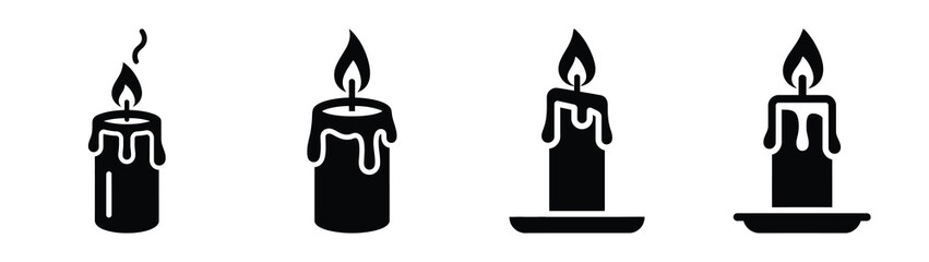 christmas candle silhouette vector icons collection isolated on white background.Christmas Vector Icon Set.
