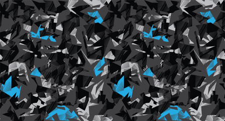 Seamless polygon geometric  camouflage abstract pattern, Military Camouflage pattern design element for Army background, printing clothes, fabrics, sport t-shirts jersey, Unique aop abstract pattern © JERZEY DESINZ