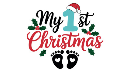 My first Christmas baby celebration with festive decorations and baby footprints