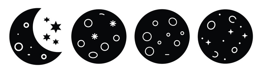 christmas moon silhouette vector icons collection isolated on white background.Christmas Vector Icon Set.
