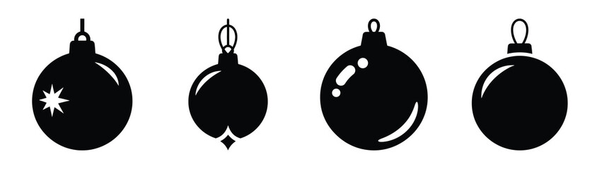 christmas ornament hanging silhouette vector icons collection isolated on white background.Christmas Vector Icon Set.