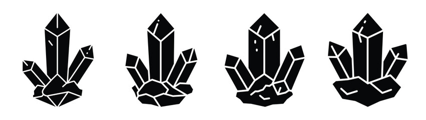 ice crystal silhouette vector icons collection isolated on white background.Christmas Vector Icon Set.