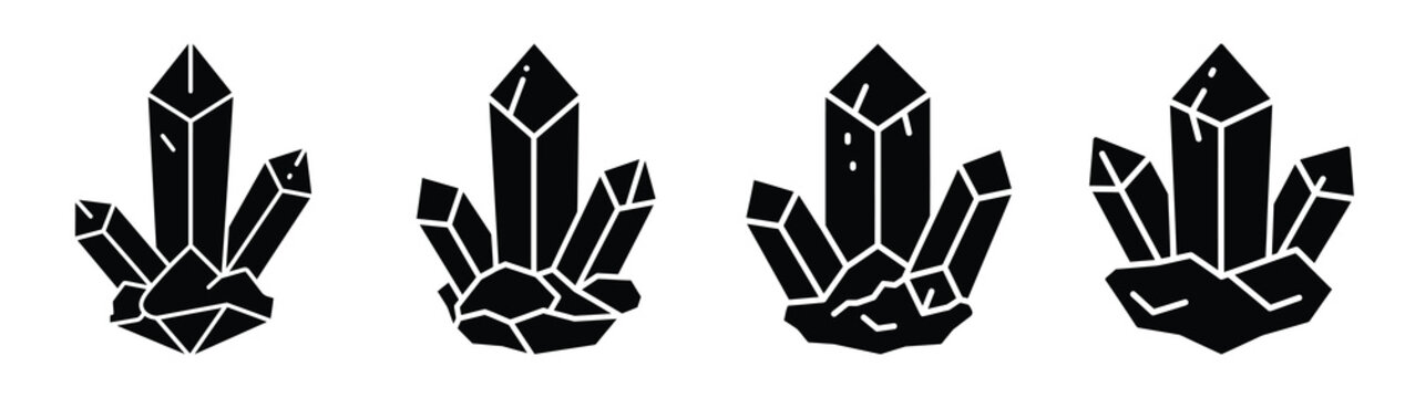 ice crystal silhouette vector icons collection isolated on white background.Christmas Vector Icon Set.