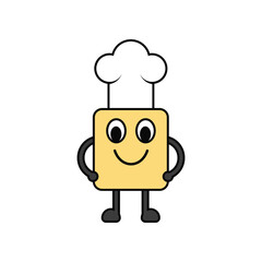 Chef Simple Lock Mascot Wearing Hat Cute Cooking Vector Art