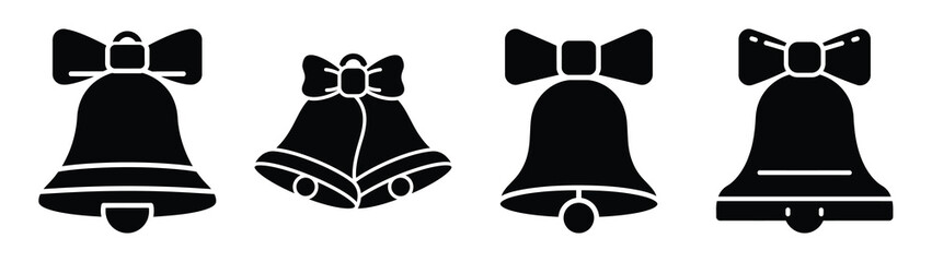 sleigh bell silhouette vector icons collection isolated on white background.Christmas Vector Icon Set.