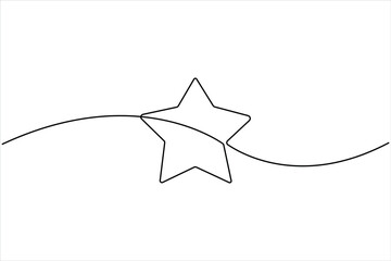 One continuous line art drawing of star design on white background. vector illustration black thin line of star icon