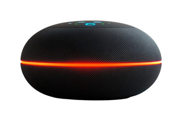 Smart home speaker with ambient lighting glows in the dark showcasing modern technology and design on transparent background