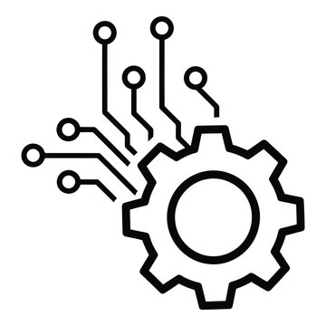 Automation gear with electronic circuit lines and nodes concept icon vector