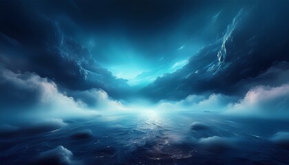 dramatic foggy background with soft clouds and blue lighting effects