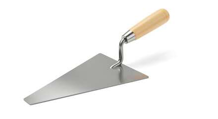 Metal Trowel with Wooden Handle on White Background