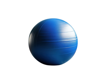 blue exercise ball for fitness training and core strength development on transparent background