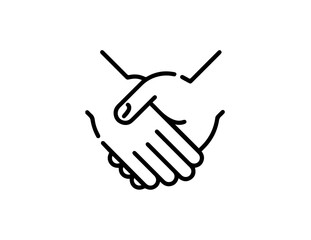 Black silhouette of a handshake icon vector illustration showing business people's hands and fingers with a symbol of agreement