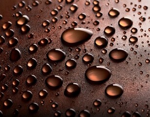 water droplets on a dark brown surface