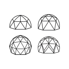A set of geodesic dome line art vector illustration