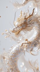 Obraz premium Elegant White Dragon Mythic Illustration