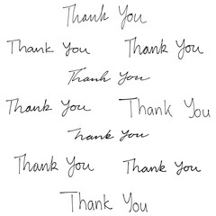 Naklejka premium Thank you. Handwriting and scribbles. Isolated background.