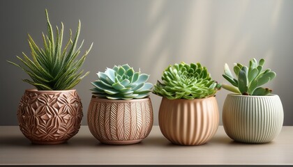 Fototapeta premium succulent plants in modern pots for contemporary home decor
