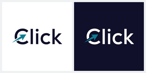 Pwordmark click logo design, typography text click logo graphic vector