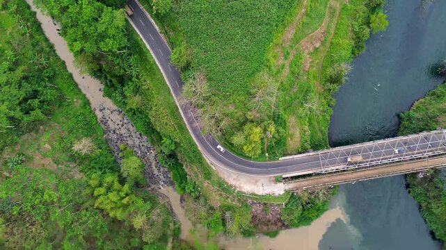 Aerial View of the Deadly Curve Road in Malang Regency