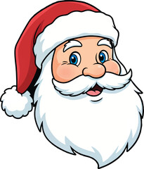 Traditional Santa Claus Vector Portrait Headshot on transparent background - Christmas Cheer