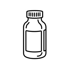 Obraz premium Medicine bottle in outline style with blank label 