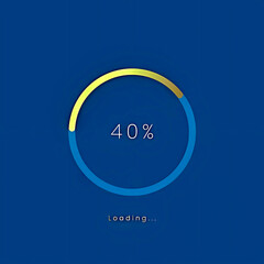 A "Loading..." circular progress bar at 40 percent, a minimalist UI element on a blue background
