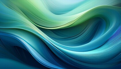 abstract fluid wave design in blue and green with smooth and dynamic curves