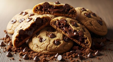 Classic Soft and Chewy Chocolate Chip Cookies with Melted Chocolate Chunks, Perfect for Snacking, Sharing, and Satisfying Sweet Cravings, Freshly Baked and Irresistibly Delicious

