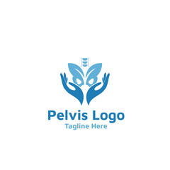 Pelvis bone Logo icon Human skeleton lower body anatomy symbol. Pelvic hip joint Illustation