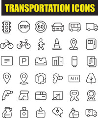 Transportation, Shipping, and Travel Line Icon Set – Modern Flat Outline Vector Collection