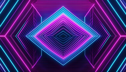 abstract purple and blue geometric neon pattern on dark background design