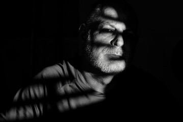 portraits facial expression body movements modern man in black and white photo fine art silhouette image of expression lighting light and shadow