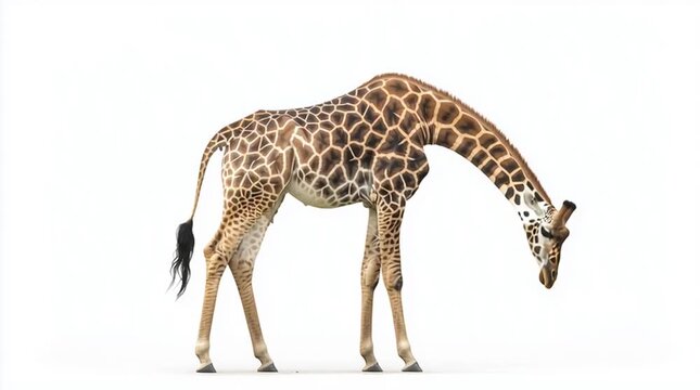 Endangered African Giraffe: Majestic Long-Neck Mammal In Nature Safari