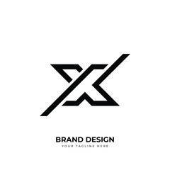 Modern Letter Xw or Wx line art monogram logo